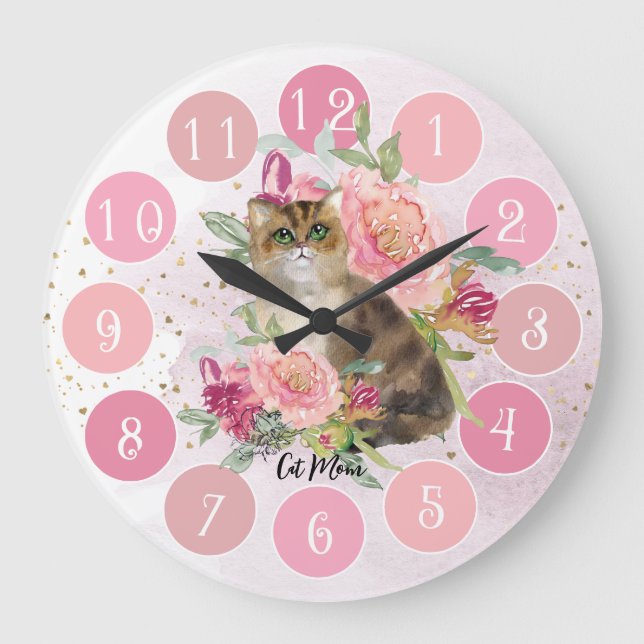 Beautiful Gift For A Cat Lover Large Clock (Front)