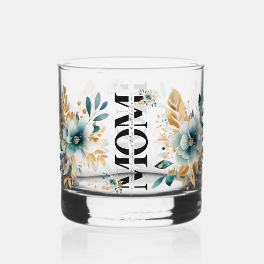 Beautiful Gift For Mom Watercolor Teal Gold Floral
