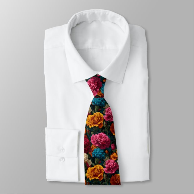 Beautiful Gifts For Dad Carnation Floral Neck Tie (Tied)