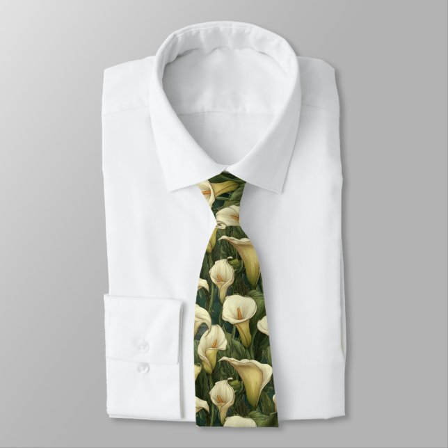 Beautiful Gifts For Husband Calla Lilies Flower Neck Tie (Tied)
