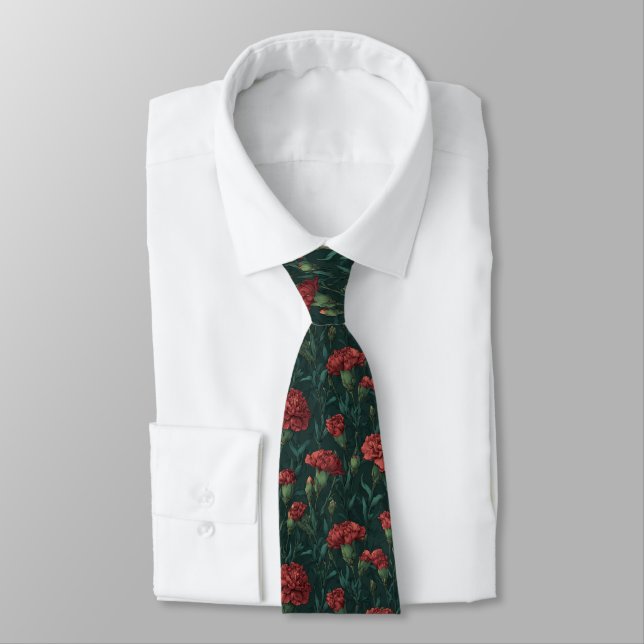Beautiful Gifts For Men Carnation Flower Neck Tie (Tied)