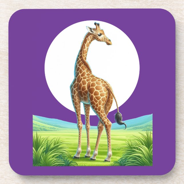 beautiful giraffe beverage coaster (Front)