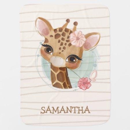 Beautiful Giraffe Girl Gift Birthday Baby Shower Baby Blanket