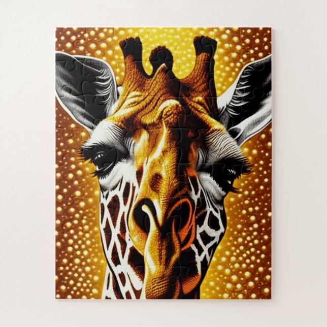 Beautiful Giraffe on a Glitter Gold Background  Jigsaw Puzzle (Vertical)