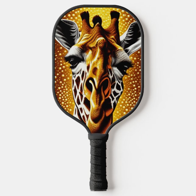 Beautiful Giraffe on a Glitter Gold Background  Pickleball Paddle (Front)