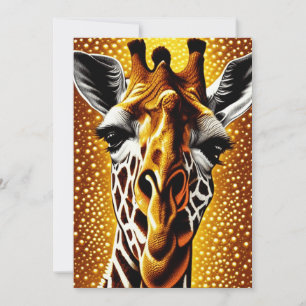 Beautiful Giraffe on a Glitter Gold Background Thank You Card
