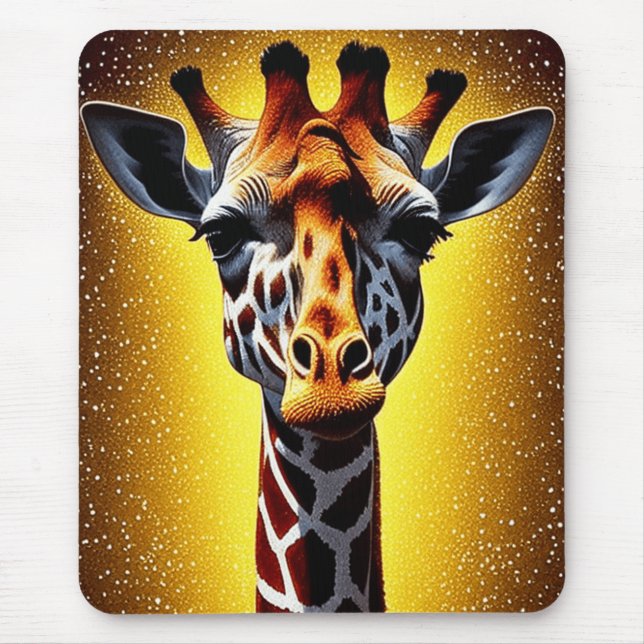 Beautiful Giraffe with a Gold Glitter   Mouse Pad (Front)