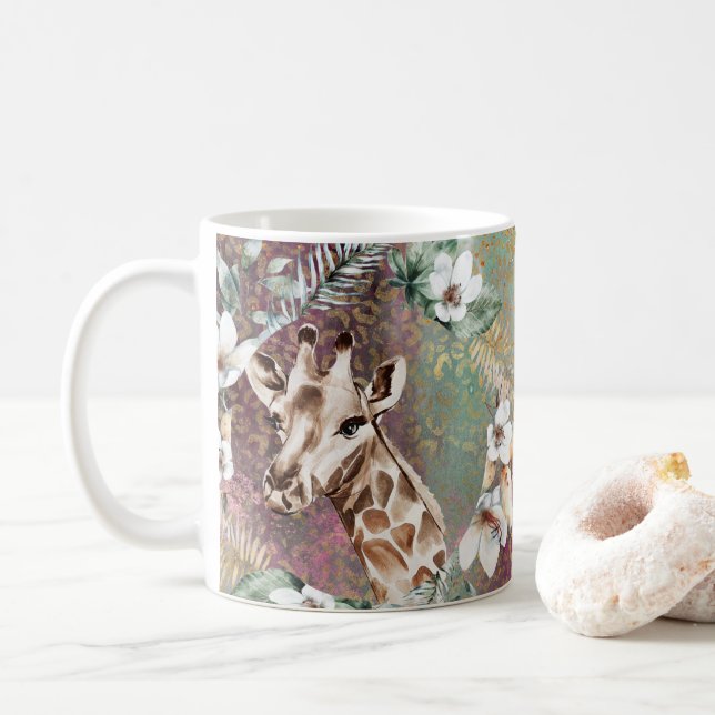 Beautiful Giraffes Jungle Safari Coffee Mug, Cup (With Donut)