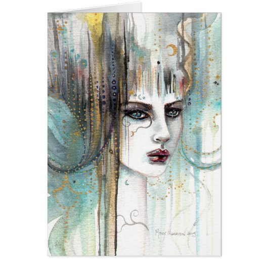 Beautiful Girl Abstract Fantasy Watercolor Art (Front)