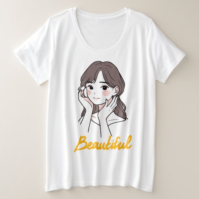 "Beautiful Girl Aesthetic | Stylish & Trendy Deign Plus Size T-Shirt (Design Front)
