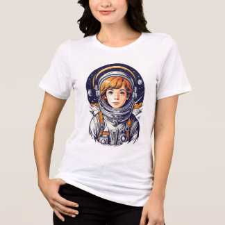 Beautiful girl astronaut in space Tri-Blend shirt