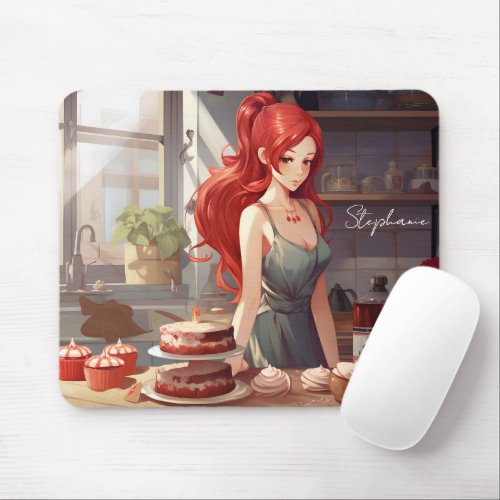 Beautiful Girl Baking In The Kithcen Mouse Pad