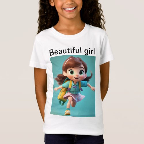 Beautiful girl catoon design t_shirt 
