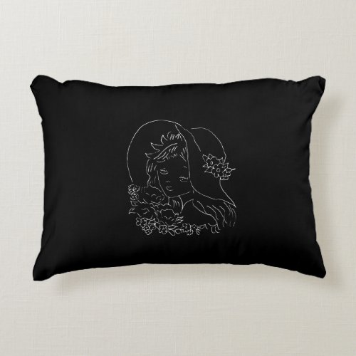 BEAUTIFUL GIRL CHILD WITH BLACK BACK ACCENT PILLOW