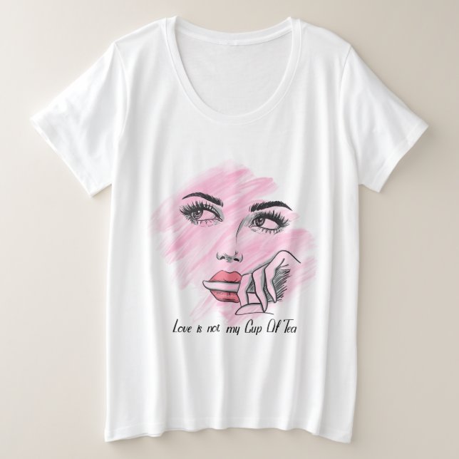 Beautiful Girl Face Plus Size T-Shirt (Design Front)