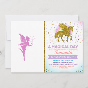 Beautiful girl fairy silhouette invitation