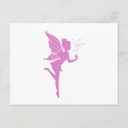Beautiful girl fairy silhouette postcard