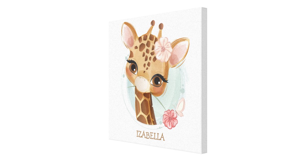Beautiful Girl Giraffe Baby Nursery Canvas Print Zazzle Com