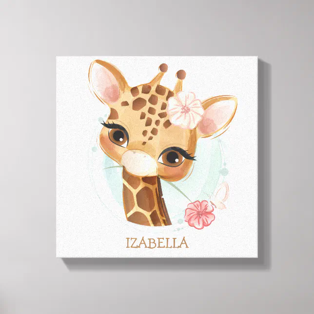 beautiful girl giraffe baby nursery canvas print Zazzle