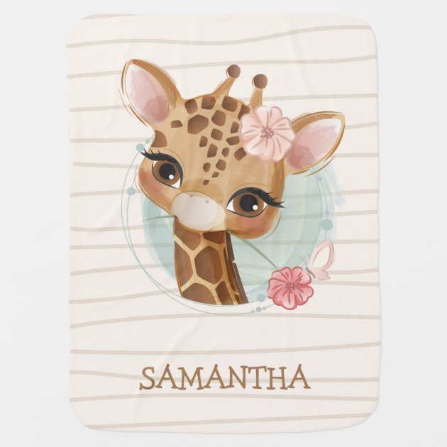 personalized giraffe baby blanket