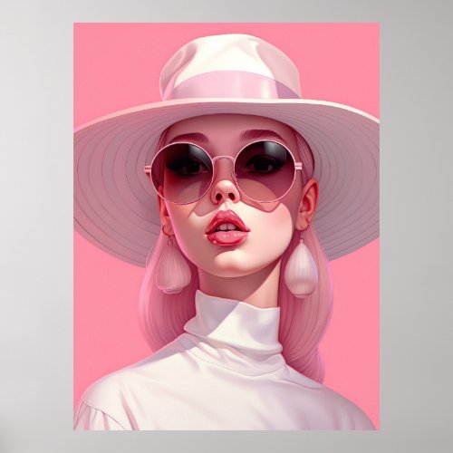 Beautiful Girl in a pink sunglasses Poster
