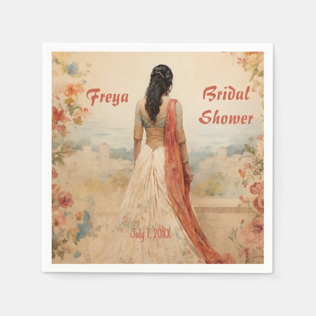 Beautiful Girl in Sari Personalized Napkins (Front)