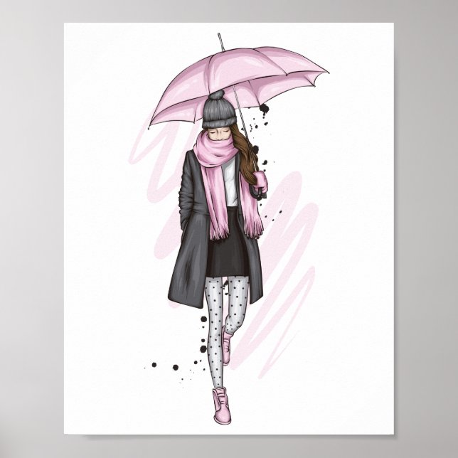 Beautiful girl in stylish clothes with fashion acc poster (Front)