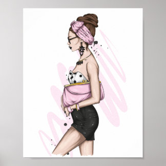 Beautiful girl in stylish clothes with fashion acc poster