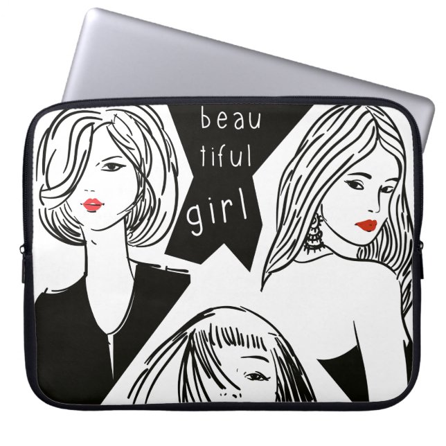 beautiful girl laptop sleeve (Front)