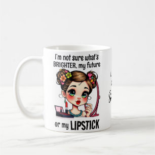 Beautiful Girl Lipstick Make-up Colorful Flower Coffee Mug
