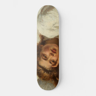 Beautiful Girl Lying in Bed With Red Hair Skateboard