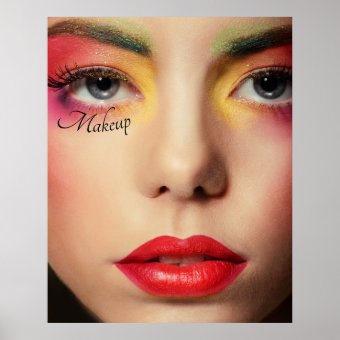 Beautiful Girl Makeup Artist Colorful Poster | Zazzle