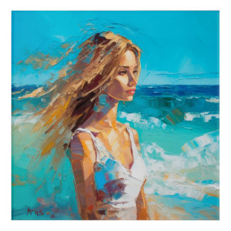 Beautiful Girl on The Beach | Sea, ocean Acrylic Print