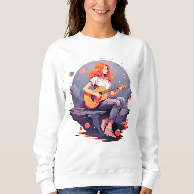 Beautiful Girl Playing Guitar Sweatshirt (Front)