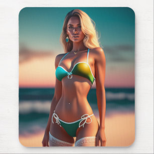 Beautiful girl pose in bikini Mouse Pad