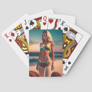 Beautiful girl pose in bikini Playing Cards