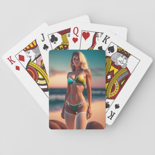 Beautiful girl pose in bikini Playing Cards