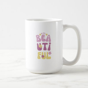 Beautiful Girl Purple And Yellow Cute Flowers Coffee Mug