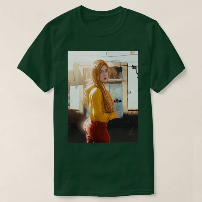 beautiful girl sad comic T-Shirt (Design Front)