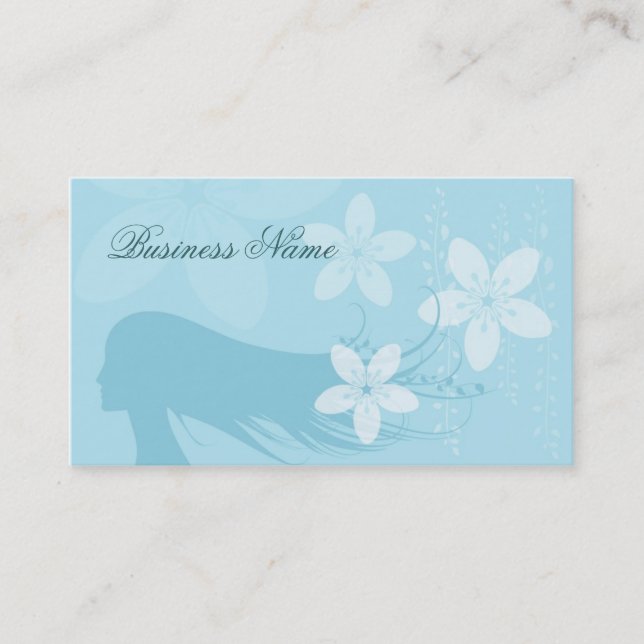 Beautiful Girl Silhouette Pastel Blue Business Card (Front)