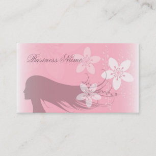 Beautiful Girl Silhouette Pink Business Card