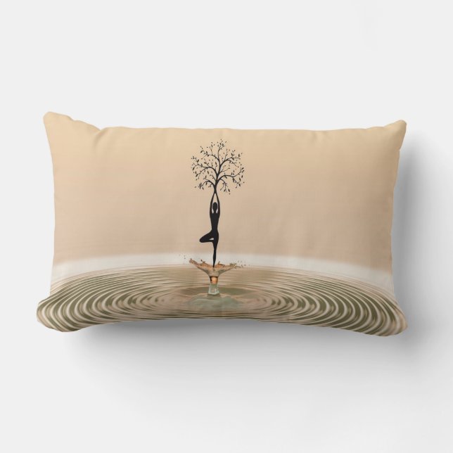 Beautiful Girl Tree Silhouette, Zen Lumbar Pillow (Front)