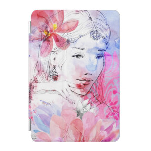 Beautiful girl with a bouquet of flowers iPad mini cover