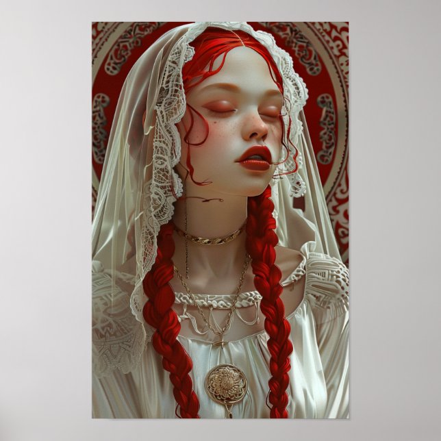 Beautiful Girl with Flowers Poster (Front)