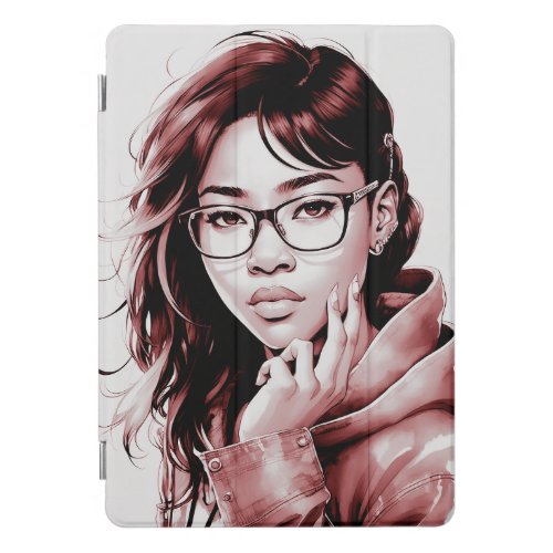 Beautiful Girl with Glasses iPad Pro Cover