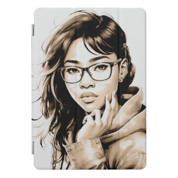 Beautiful Girl with Glasses iPad Pro Cover