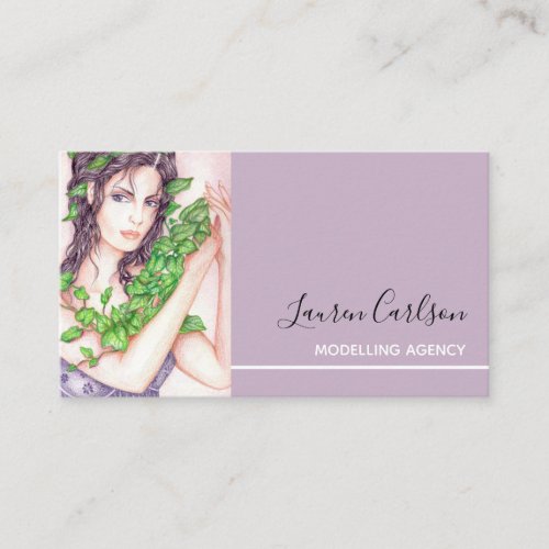 Beautiful Girl with Ivy on Hands and Hair Business Card