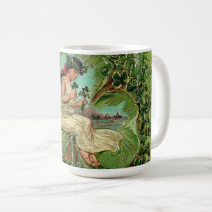 Beautiful Girl with Shamrocks Coffee Mug