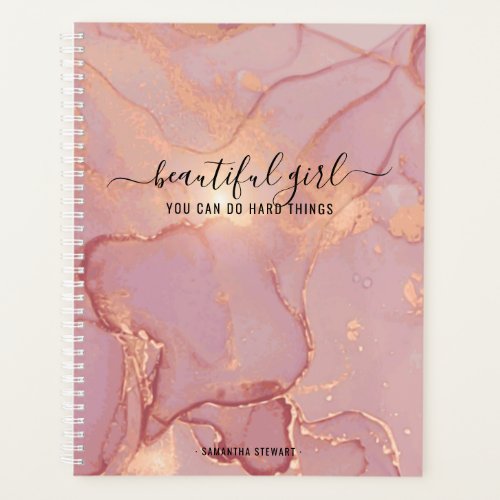 Beautiful Girl You Can Do Hard Things  Monogram Planner