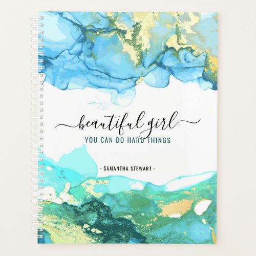 Beautiful Girl You Can Do Hard Things  Monogram Planner